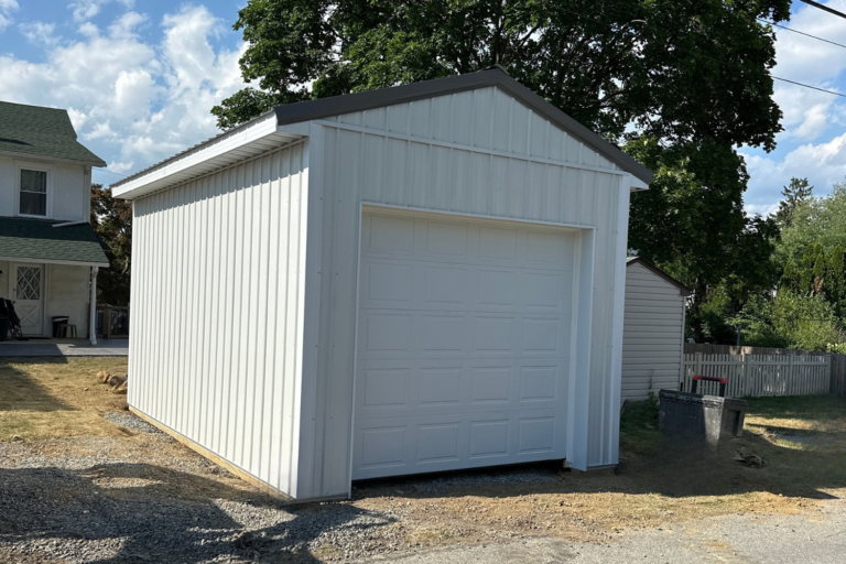 Featured Project 12 12x20x10 white car garage in downingtwon pa