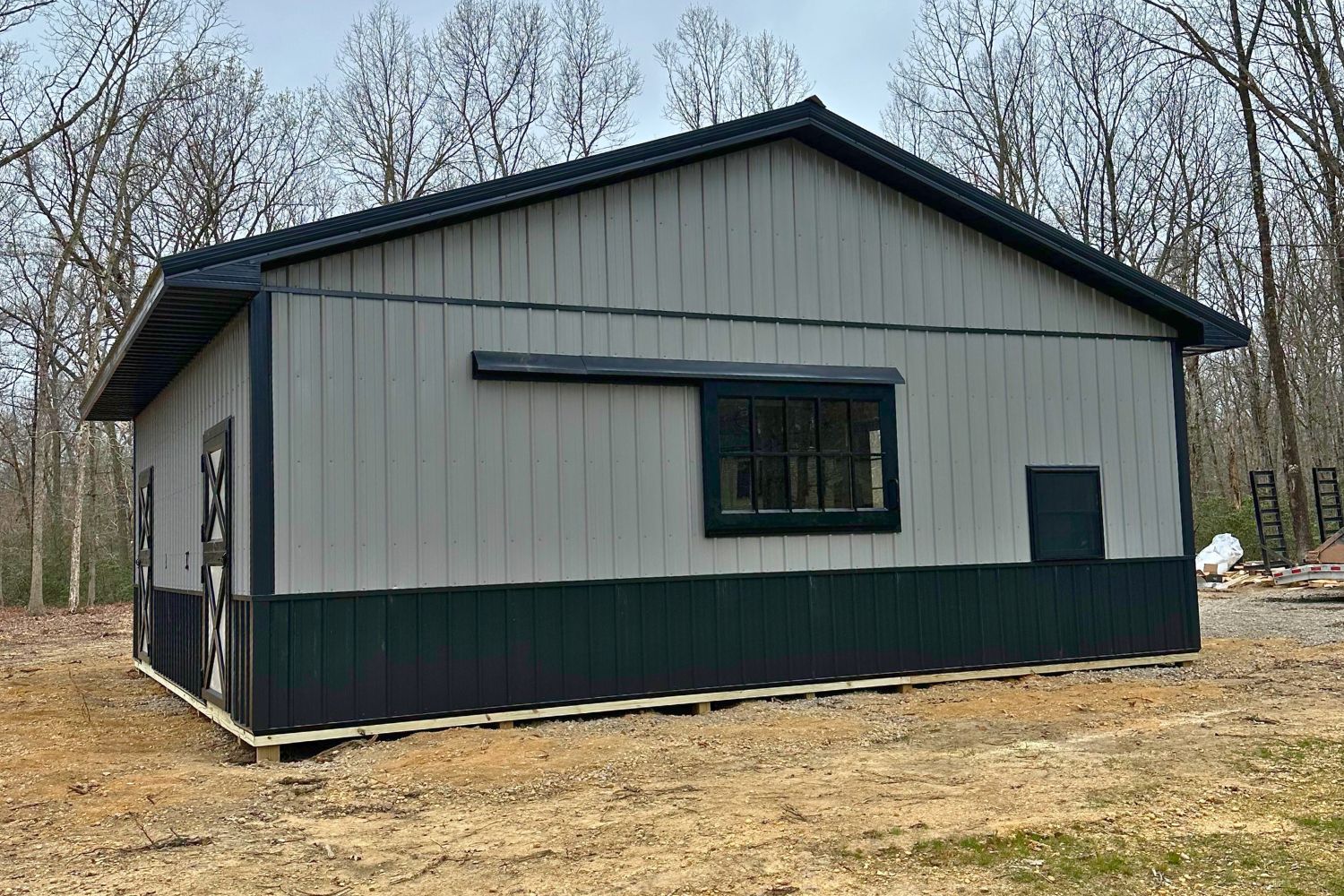 28x30 Pole Barns 1 black and gray 28x30 pole barn