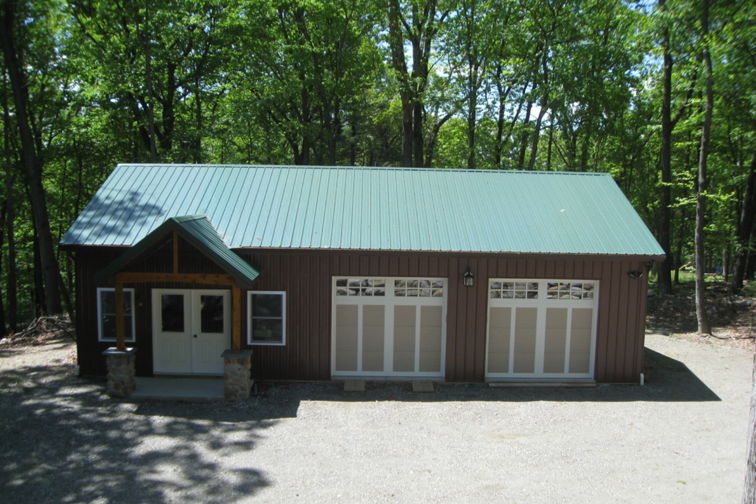Brown and green pole barn garage in Downingtown, PA