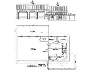 pole barn floor plans and front view elevation