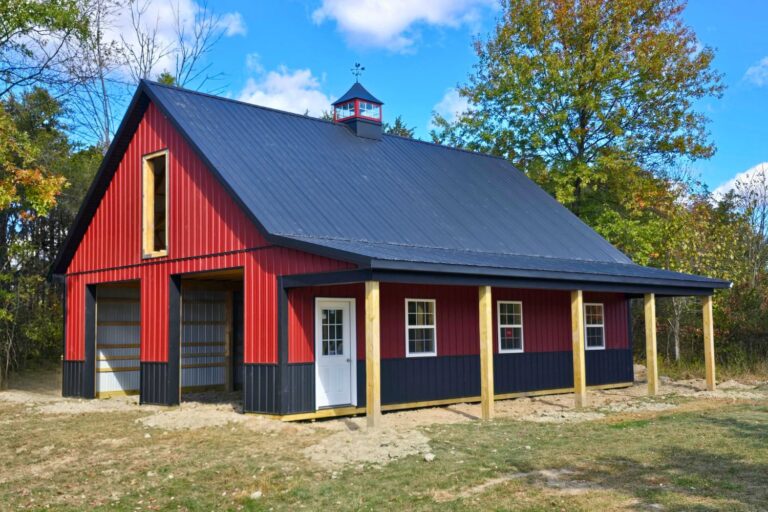 Featured Project 5 Full view of Red and Black Pole Barn 30x40 Garage in Perkiomenville PA